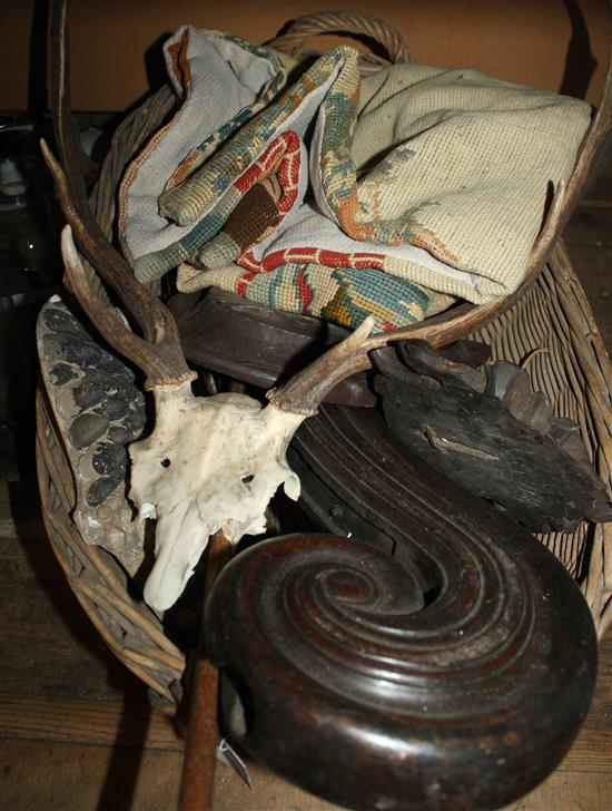 Wicker laundry baskets & contents